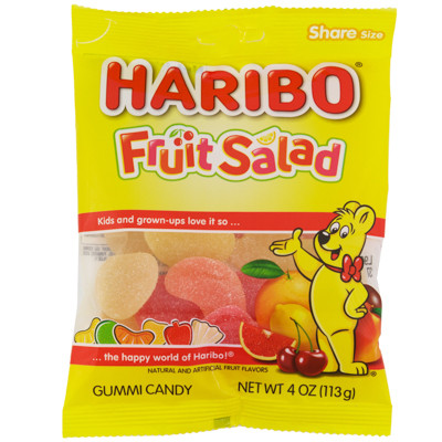 HARIBO FRUIT SALAD GUMMI CANDY 4 OZ PEG BAG