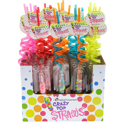 CRAZY POP STRAWS 30PC 5 ASSORTED FLAVORS COUNTER DISPLAY