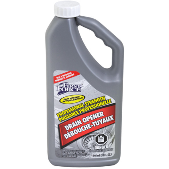 DRAIN CLEANER 32 OZ FAST ACTING PROFESIONAL STRENGTHFIRST FORCE DRAIN CLEANER 32 OZ FAST ACTING PROFESIONAL STRENGTHFIRST FORCE