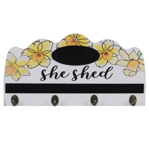 WALL DECOR W/4 HOOKS 15.75X9.25X7 SHE SHED WALL DECOR W/4 HOOKS 15.75X9.25X7 SHE SHED