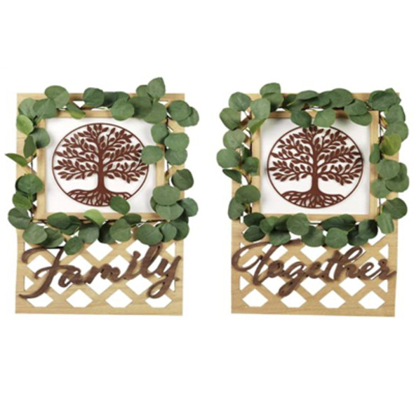 WALL ART 2AST 15.25X.75X25.75 TREE OF LIFE W/LATTICE&ARTIFICIAL LEAVES *24.25* WALL ART 2AST 15.25X.75X25.75 TREE OF LIFE W/LATTICE&ARTIFICIAL LEAVES *24.25*