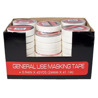 MASKING TAPE GENERAL USE .94IN X 45YDS IN 48PC PDQ EA SHRINK W/ HDR LAB