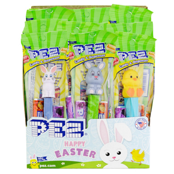 PEZ EASTER DISPENSER + 2 ROLLS CANDY 5 ASSORTED DISPENSERS 12-PC COUNTER DISPLAY