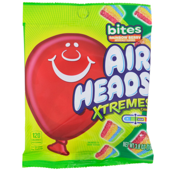 AIRHEADS XTREMES BITES RAINBOW BERRY 3.8 OZ PEG BAG AIRHEADS XTREMES BITES RAINBOW BERRY 3.8 OZ PEG BAG