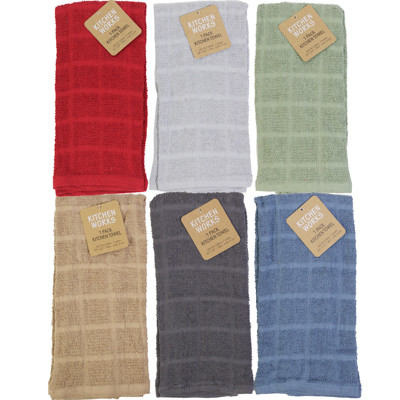 KITCHEN TOWEL 15X25 6ASSORTED COLORS SILVER, SAGE, CAMEL, SOFT RED, CHARCOAL, BLUE