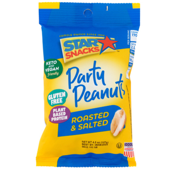 NUTS PARTY PEANUTS 4.5OZ ROASTED & SALTED GLUTEN FREE