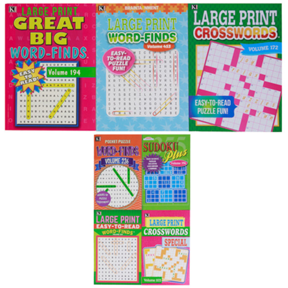 PUZZLE BOOKS 7 ASSORTED TITLES 48 LARGE PRINT FLOOR DISPLAY