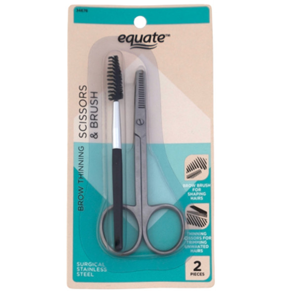 SCISSORS AND BRUSH GROOMING SET BROW THINNING EQUATE CARDED SCISSORS AND BRUSH GROOMING SET BROW THINNING EQUATE CARDED