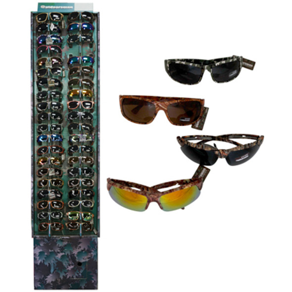 SUNGLASSES CAMOUFLAGE 72PC ASSORTED PP FLOOR DISPLAY $19.99