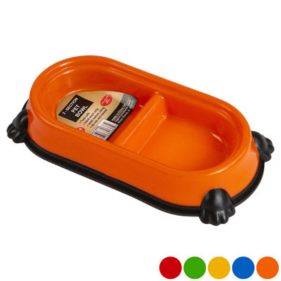 DOUBLE PET BOWL SMALL NON-SKID 3.4 OZ/0.4 CUPS EACH SECTION 5 COLORS