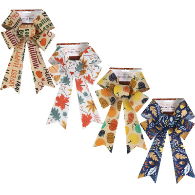 HARVEST PRINTED BOWS 8X12IN 4AST DESIGNS