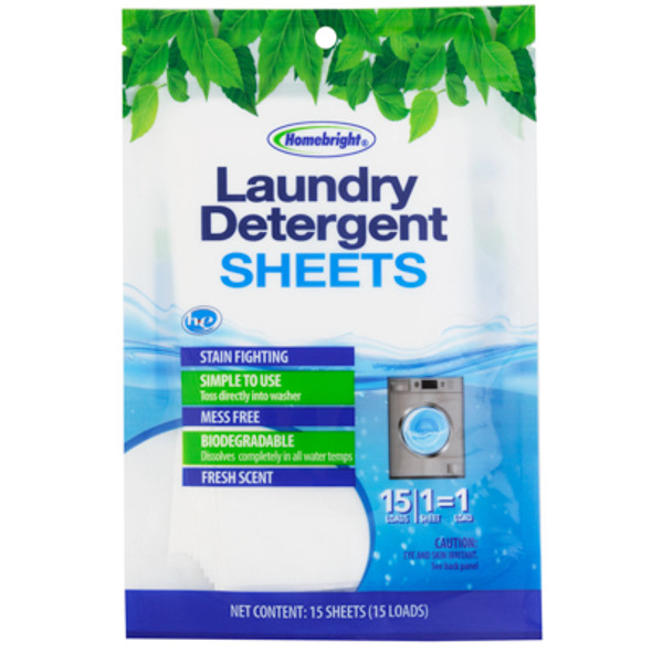 LAUNDRY DETERGENT 15CT SHEETS 24PC PDQ HOME BRIGHT
