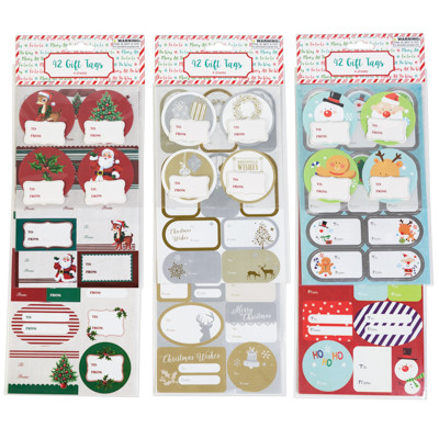 GIFT TAG SET SELF STICK 42PC 4 SHEETS TIP-ON/HOT STAMP/4C PRINT 3AST OPP/HDR