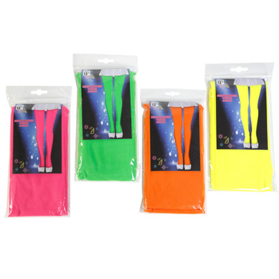 80'S COSTUME NEON FOOTLESS TIGHTS 4 AST COLORS
