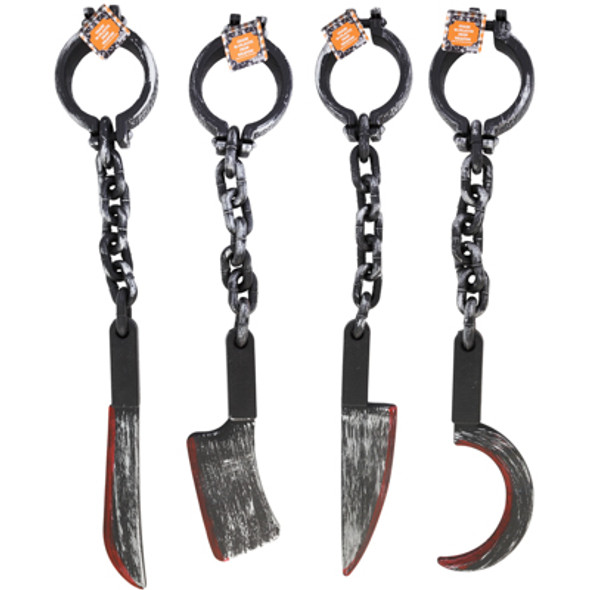 CHAIN W/PLASTIC PROP WEAPON 4AST 31-34IN L APPROX/HLWN HT CHAIN W/PLASTIC PROP WEAPON 4AST 31-34IN L APPROX/HLWN HT