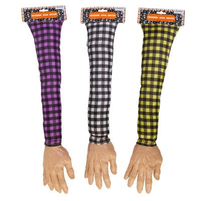 SEVERED ARM STUFFED SLEEVE REALISTIC HAND 3AST CHECK COLOR PRINT 20.5IN L