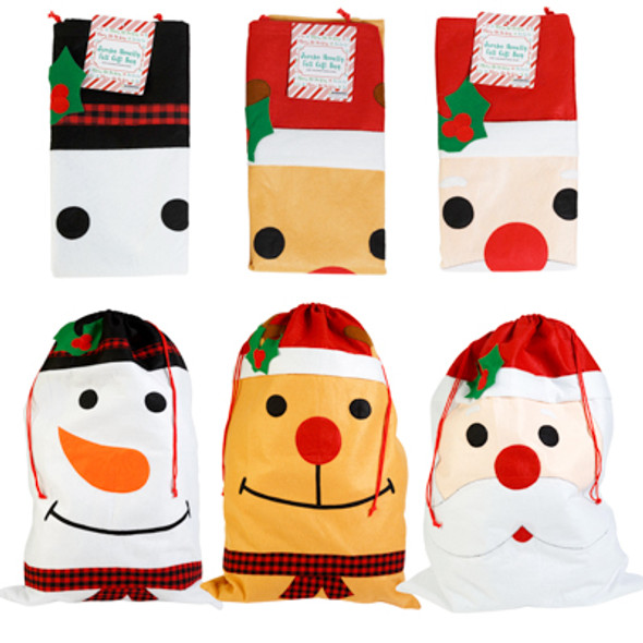 JUMBO CHRISTMAS FELT BAG 32X23IN 3AST FOLDED/HT/JHOOK JUMBO CHRISTMAS FELT BAG 32X23IN 3AST FOLDED/HT/JHOOK