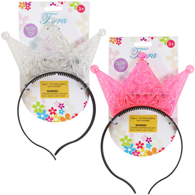 LIGHT-UP TIARA 2 AST PINK/WHITE USES 1 AAA BATTERY NOT INCLUDED/TCD AGE 3+