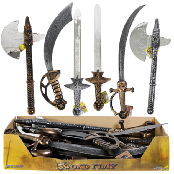 SWORD PLAY 7AST PIRATE/KNIGHT CUTLASS/AXE/SWORD IN 24PC PDQ AGE 6+ SWORD PLAY 7AST PIRATE/KNIGHT CUTLASS/AXE/SWORD IN 24PC PDQ AGE 6+