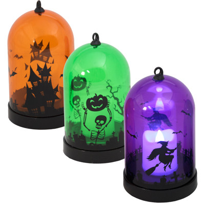 CLOCHE LIGHT-UP LANTERN HALLOWEEN 3 AST GRN/PURP/ORANGE 5IN H/3AAA BATTERIES NOT INCLUDED
