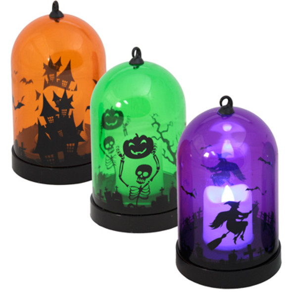 CLOCHE LIGHT-UP LANTERN HALLOWEEN 3 AST GRN/PURP/ORANGE 5IN H/3AAA BATTERIES NOT INCLUDED