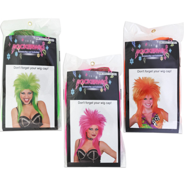 WIG NEON PUNK ROCKER 3AST PINK/ORANGE/GREEN WIG NEON PUNK ROCKER 3AST PINK/ORANGE/GREEN