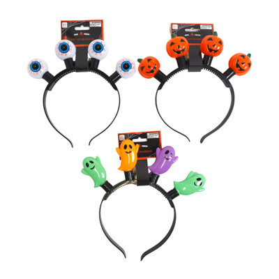 HEADBAND LIGHT UP HALLOWEEN 3AST GHOST/EYEBALL/PUMPKIN BATTERY INCLUDED HLWN/BARBELL