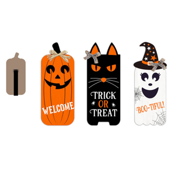 STANDING DECOR HALLOWEEN MDF EASEL BACK  3AST CAT/PUMPKIN/GHOST APROX 24INH X 9.5INW LABEL STANDING DECOR HALLOWEEN MDF EASEL BACK  3AST CAT/PUMPKIN/GHOST APROX 24INH X 9.5INW LABEL