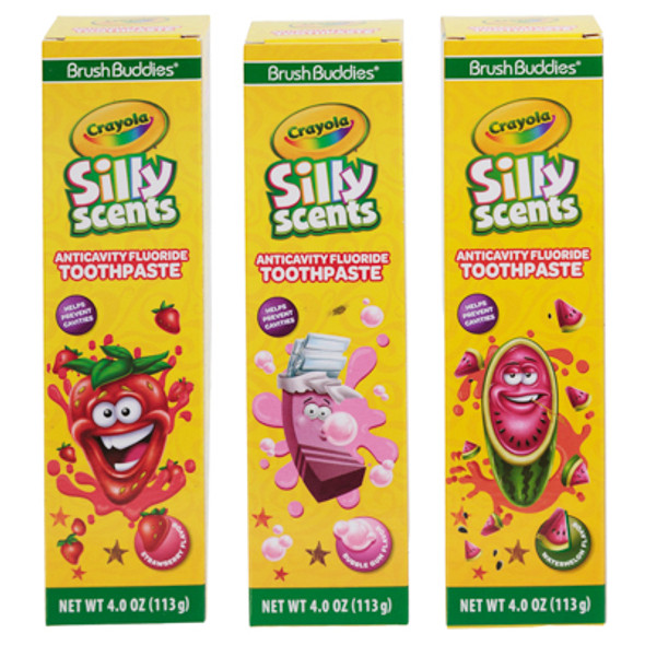 TOOTHPASTE CRAYOLA 4OZ SILLY SCENTS BUBBLE GUM, STRAWBERRY, WATERMELON TOOTHPASTE CRAYOLA 4OZ SILLY SCENTS BUBBLE GUM, STRAWBERRY, WATERMELON