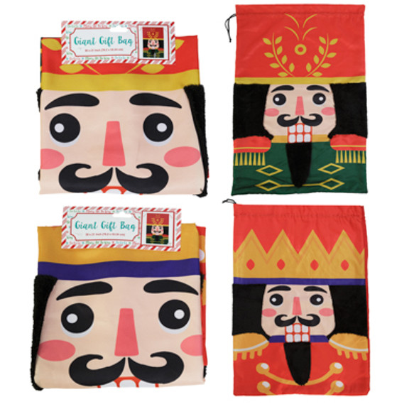 NUTCRACKER BEARDED GIANT DRAWSTRING 30X21 GIFT BAG PRINTED NONWOVEN XMAS HDR 12.99 NUTCRACKER BEARDED GIANT DRAWSTRING 30X21 GIFT BAG PRINTED NONWOVEN XMAS HDR 12.99