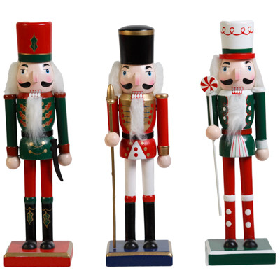 NUTCRACKER CHRISTMAS WOOD 10IN 3ASST XMAS LABEL