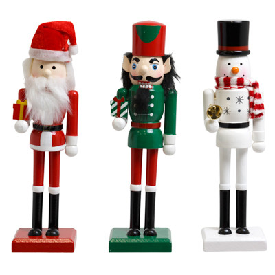 NUTCRACKER CHRISTMAS WOOD 10IN 3ASST XMAS LABEL