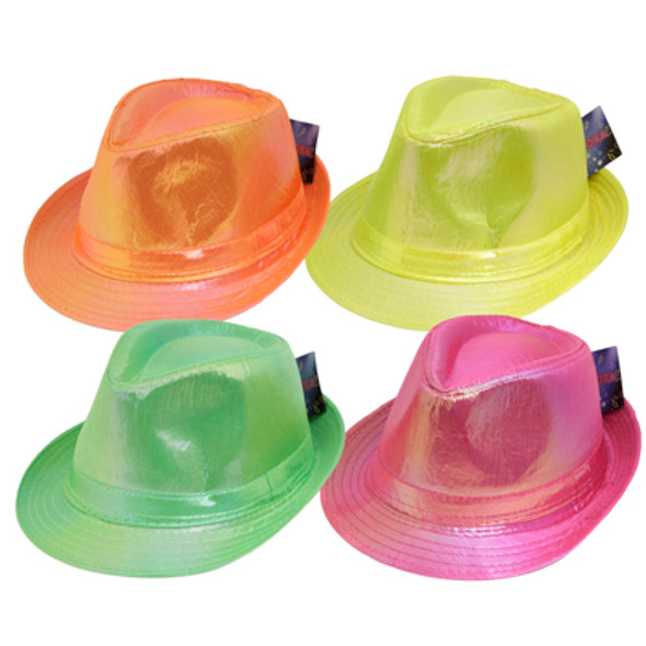 FEDORA SHINY 80'S NEON COSTUME 4AST COLORS