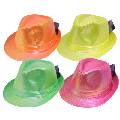 FEDORA SHINY 80'S NEON COSTUME 4AST COLORS