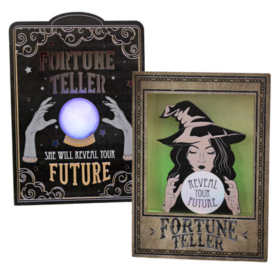 FORTUNE TELLER HALLOWEEN TABLE DECOR LIGHT UP/LR44 2 ASST. MDF 5.63 X 1.5 X 7.76IN/LABEL