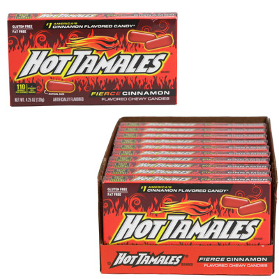 HOT TAMALES CANDY CINNAMON 4.25-OZ THEATER BOX COUNTER DISPLAY