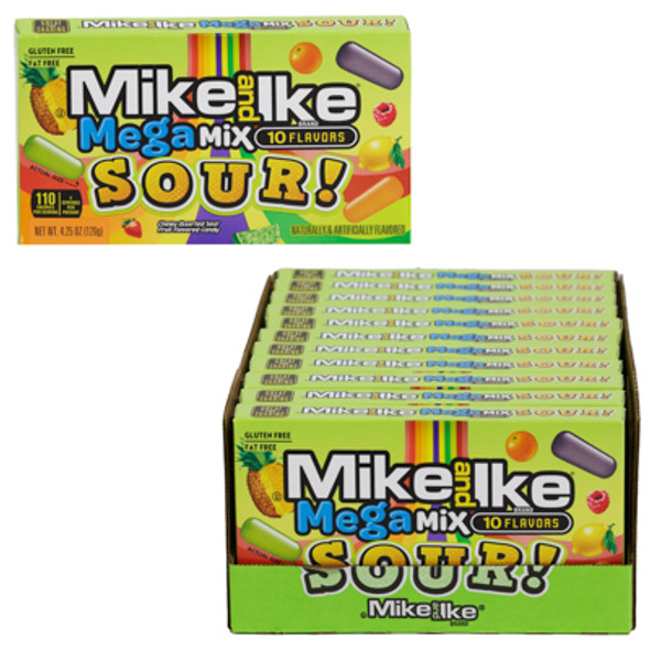 MIKE AND IKE MEGA MIX SOUR 4.25-OZ THEATER BOX COUNTER DISPLAY MIKE AND IKE MEGA MIX SOUR 4.25-OZ THEATER BOX COUNTER DISPLAY
