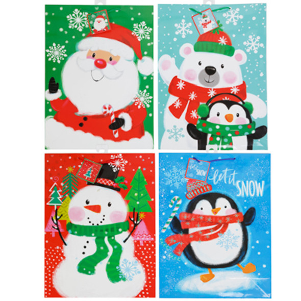 GIFT BAG XL CHRISTMAS 4 ASSORTED 13 X 18 X 5 PLAYFUL CHARACTERS GIFT BAG XL CHRISTMAS 4 ASSORTED 13 X 18 X 5 PLAYFUL CHARACTERS