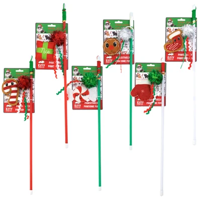CAT TOY CHRISTMAS WAND ASSORTED DESIGNS IN PDQ
