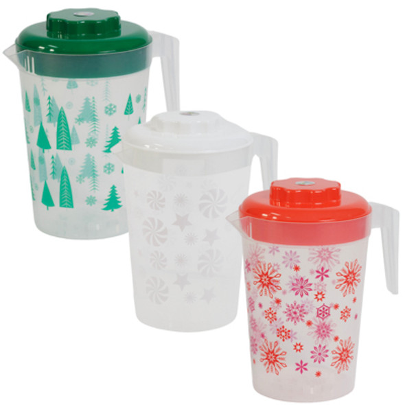 PITCHER 2.2L 3 ASSORTED CHRISTMAS PRINTS