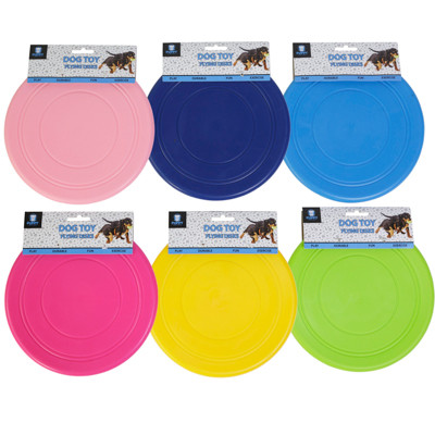 DOG TOY FLYING DISK 6-ASSORTED COLORS 7-IN COUNTER DISPLAY