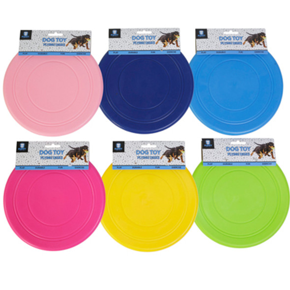 DOG TOY FLYING DISK 6-ASSORTED COLORS 7-IN COUNTER DISPLAY