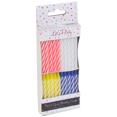 BIRTHDAY CANDLES 60CT SPIRALS 4 COLORS PER PK 2.25 X .2IN