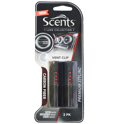 AIR FRESHENER 2PK LUXE VENT CLIP CARBON FIBER SCENTS CARDED