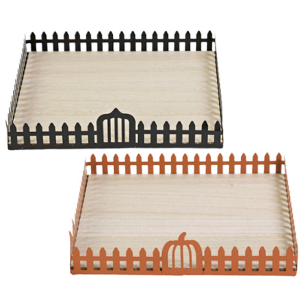 HALLOWEEN PUMPKIN TRAY 10X10 2 ASSORTED ORANGE, BLACK PP $5.00