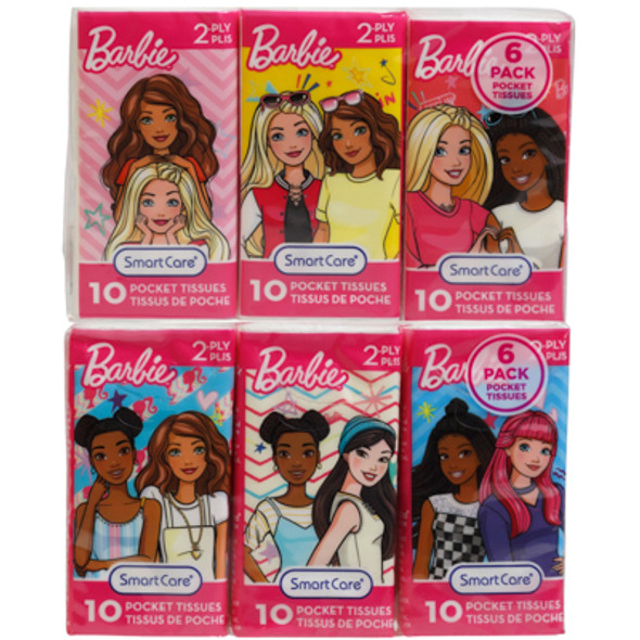 POCKET TISSUE 6PK BARBIE 2PLY - 10CT WHITE POCKET TISSUE 6PK BARBIE 2PLY - 10CT WHITE
