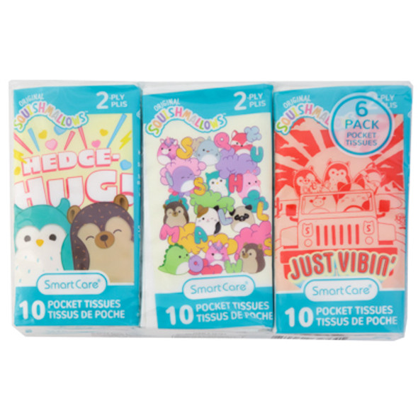 POCKET TISSUE 6PK SQUISHMALLOW 2PLY - 10CT WHITE