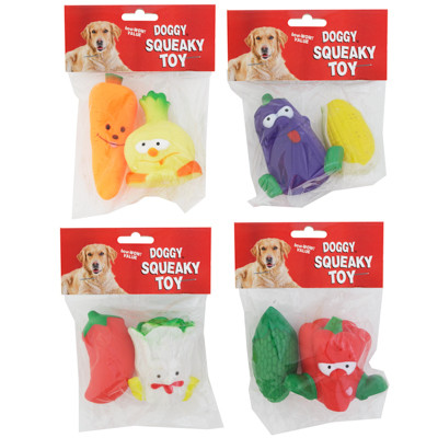 DOG TOY VINYL WITH SQUEAKER 2PK VEGGIE ASSORTMENT IN PDQ REF #S21463