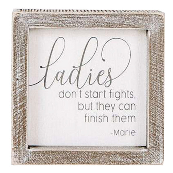 WALL DECOR LADIES FIGHT WOOD WHITE/GRAY 5X5X1.5 (6.00) WALL DECOR LADIES FIGHT WOOD WHITE/GRAY 5X5X1.5 (6.00)