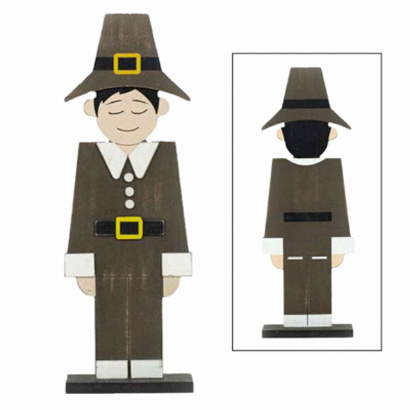 TABLETOP DECOR PILGRIM BOY WOOD BRWN/WHT/BLCK/YELLOW 5.5X17X1 (8.00)